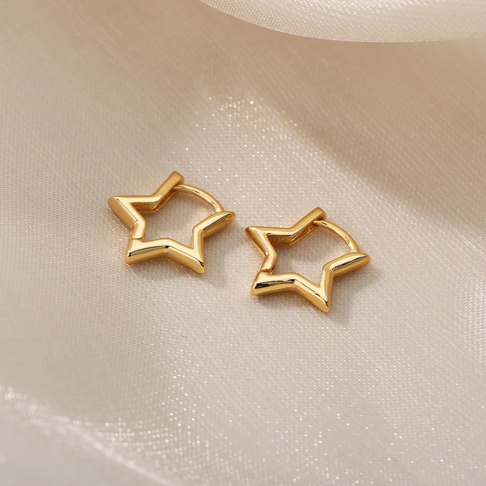 Luxury Star Pendientes Earrings For Women Girl Stainless Steel Minimalist Hoop Piercing 2025 New In y2k Jewelry aretes de mujer