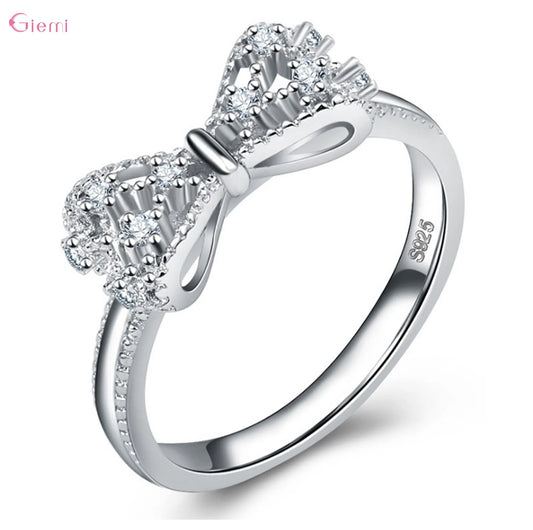 925 Silver Bowknot Zircon Ring