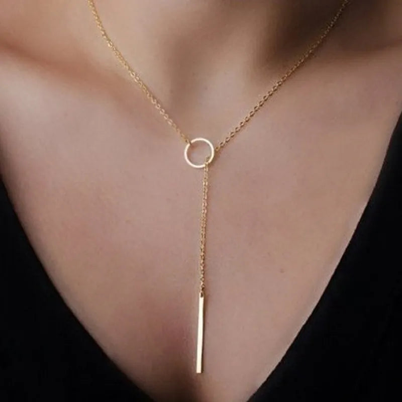 Minimalist Pearl & Stick Pendant Necklace