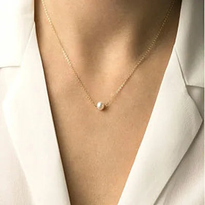 Minimalist Pearl & Stick Pendant Necklace