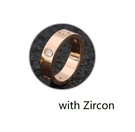 Trendy Stainless Steel Rose Gold Color Love Ring for Women Men Couple CZ Crystal Rings Luxury Brand Jewelry Wedding Gift