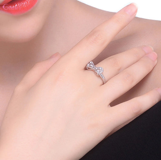 925 Silver Bowknot Zircon Ring