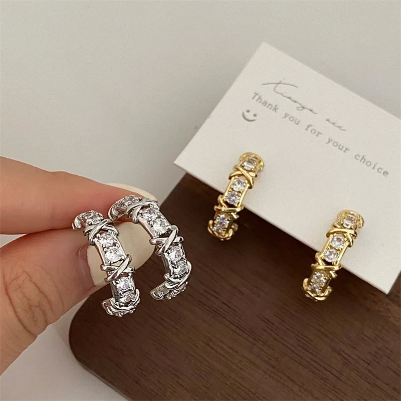 Cross Zircon Stud Earrings