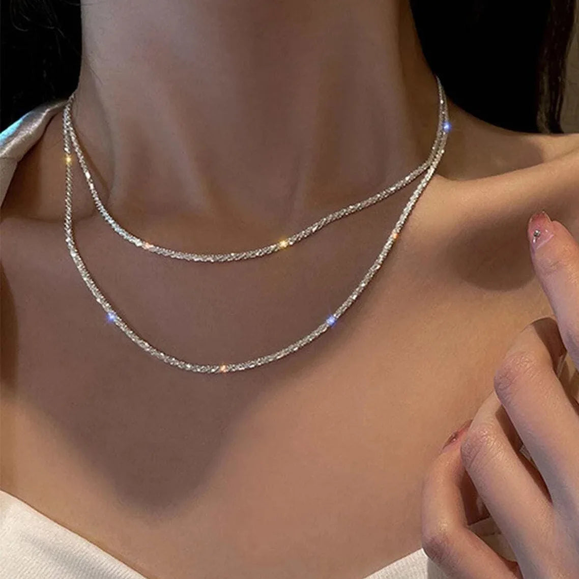 Silver Sparkle Clavicle Necklace