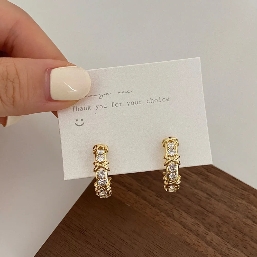 Cross Zircon Stud Earrings