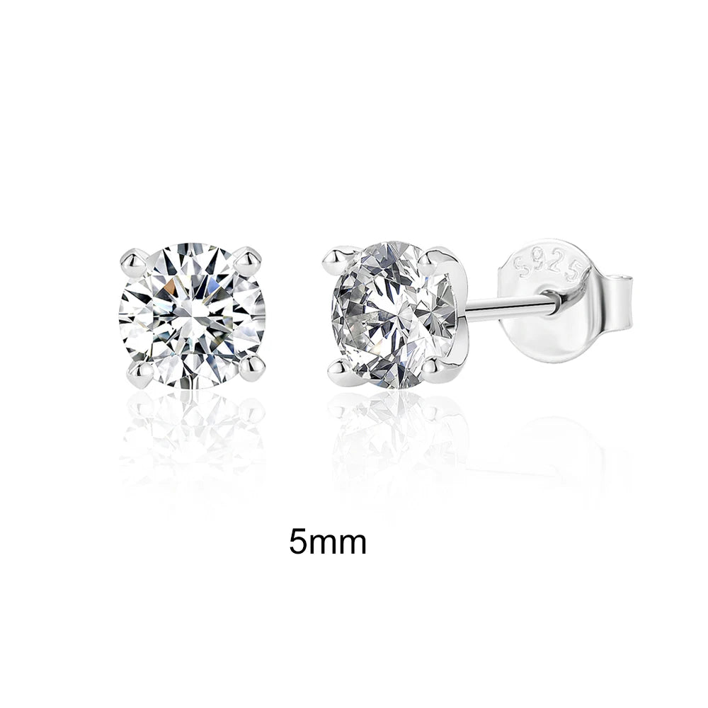 925 Silver Moissanite Stud Earrings