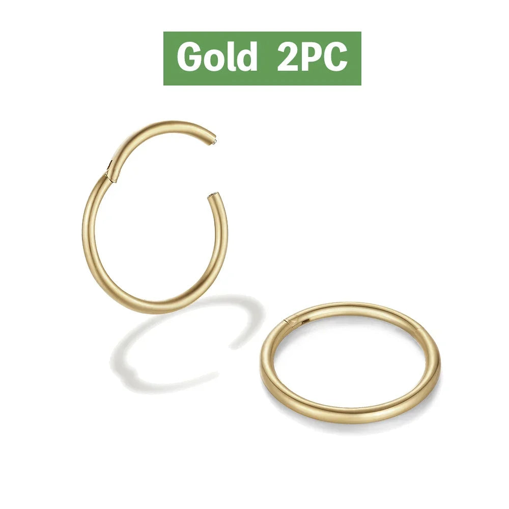 1/4Pairs 6/8/10/12mm 316L Stainless Steel Nose Ring for Men Gold Color Hoop Earrings for Women Septum Tragus Piercing Jewelry