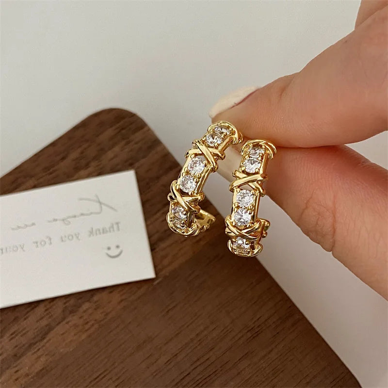 Cross Zircon Stud Earrings