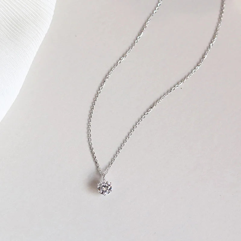 925 Silver Zircon Clavicle Necklace