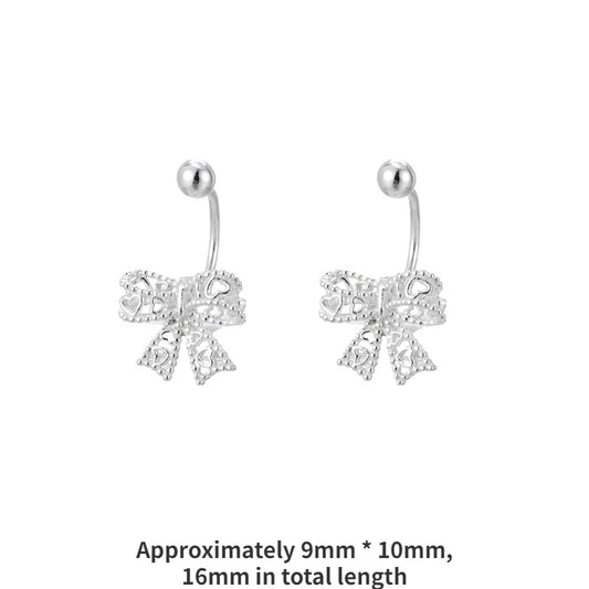 925 Silver Heart Bow Stud Earrings