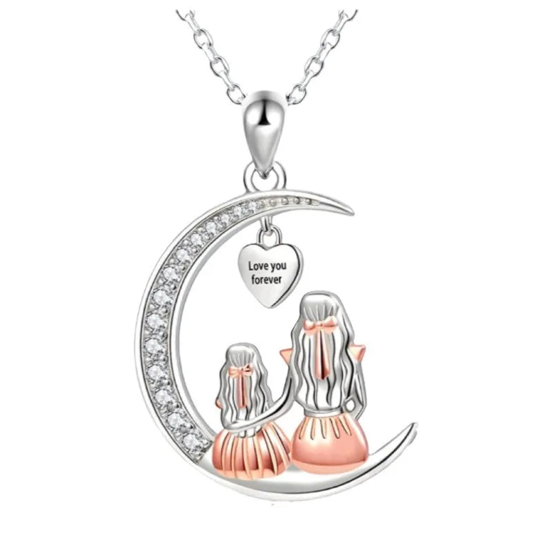 Moon & Heart Mom-Daughter Necklace