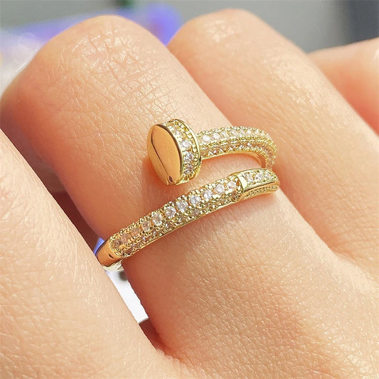 Adjustable Nail Zircon Ring