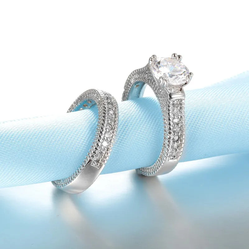 925 Silver Zircon Couple Rings