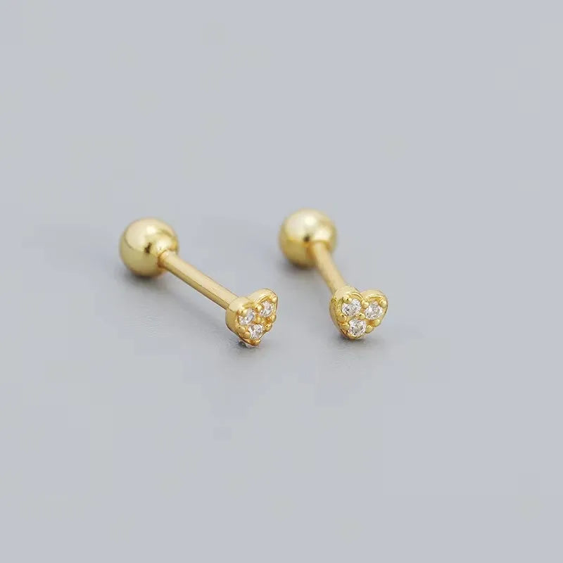 New Fashion Heart Stud Earrings for Women Hypoallergenic Screw Cartilage Helix Earring Girls Piercing Accessories Jewelry Gifts