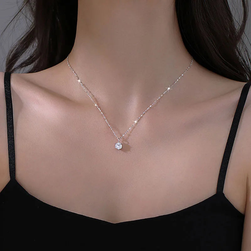 925 Silver Zircon Clavicle Necklace