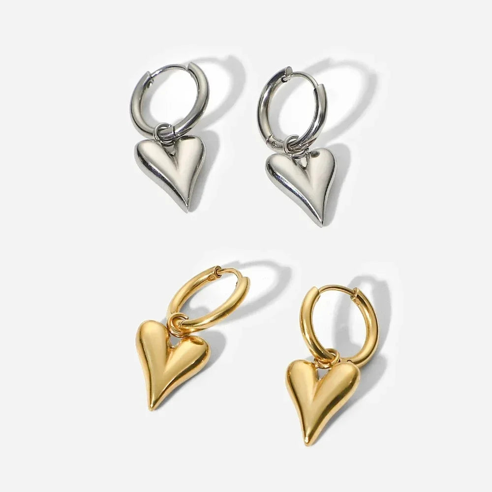 Gold Heart Huggie Earrings