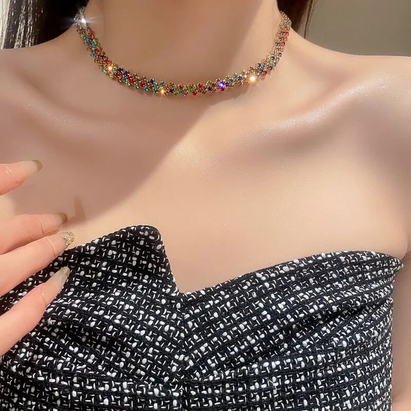 Rhinestone Geometric Choker Necklace