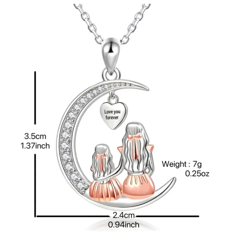 Moon & Heart Mom-Daughter Necklace