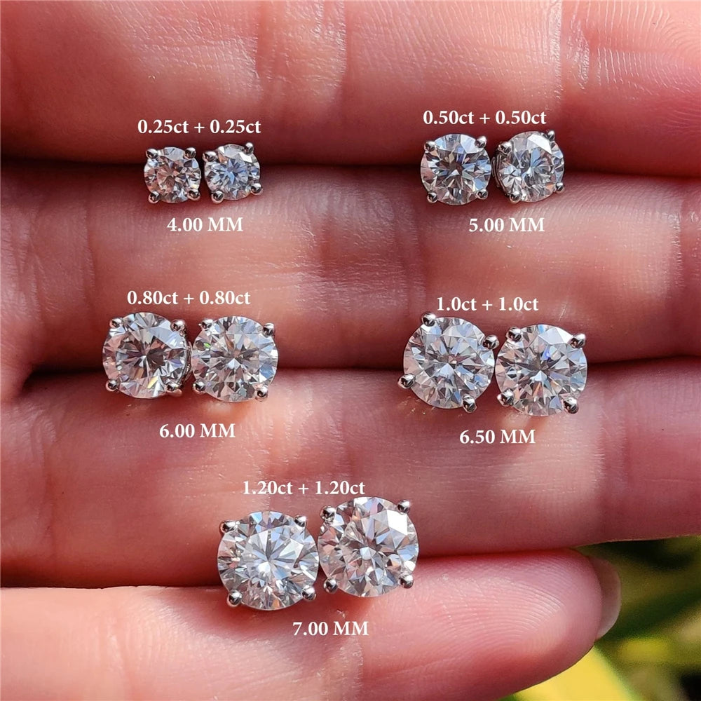 925 Silver Moissanite Stud Earrings