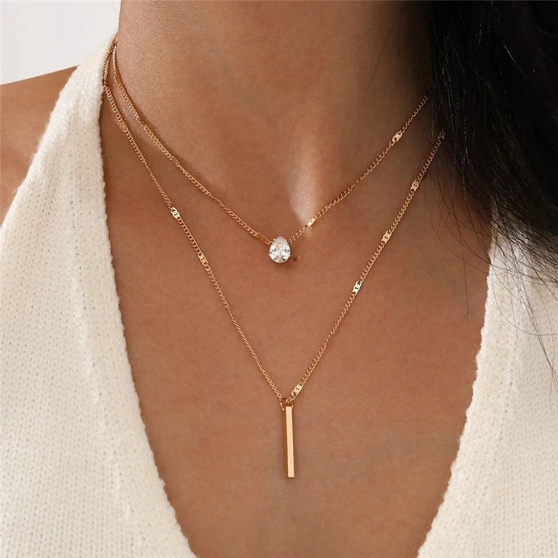 Minimalist Pearl & Stick Pendant Necklace