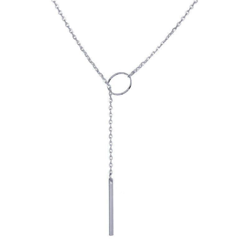 Minimalist Pearl & Stick Pendant Necklace