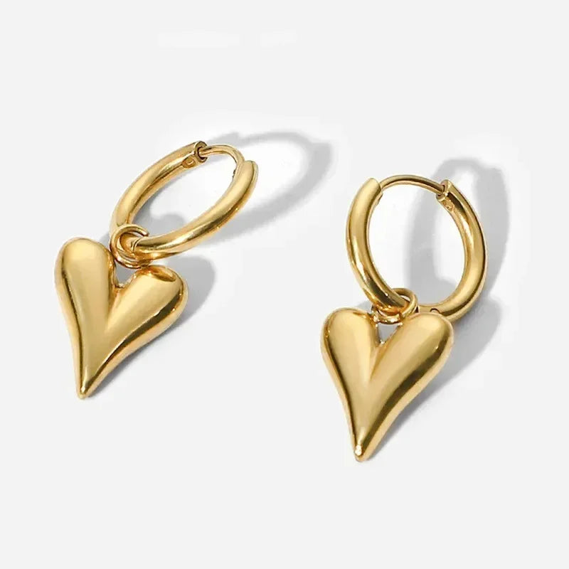 Gold Heart Huggie Earrings