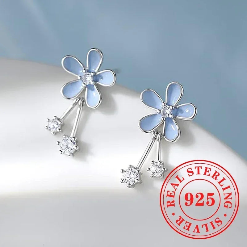 925 Sterling Silver Hoop Earrings for Women Hollow Flower Designed Novel Ear Accessories Stylish Party Hot Jewelry