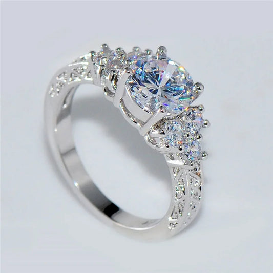 Silver White Zircon Ring