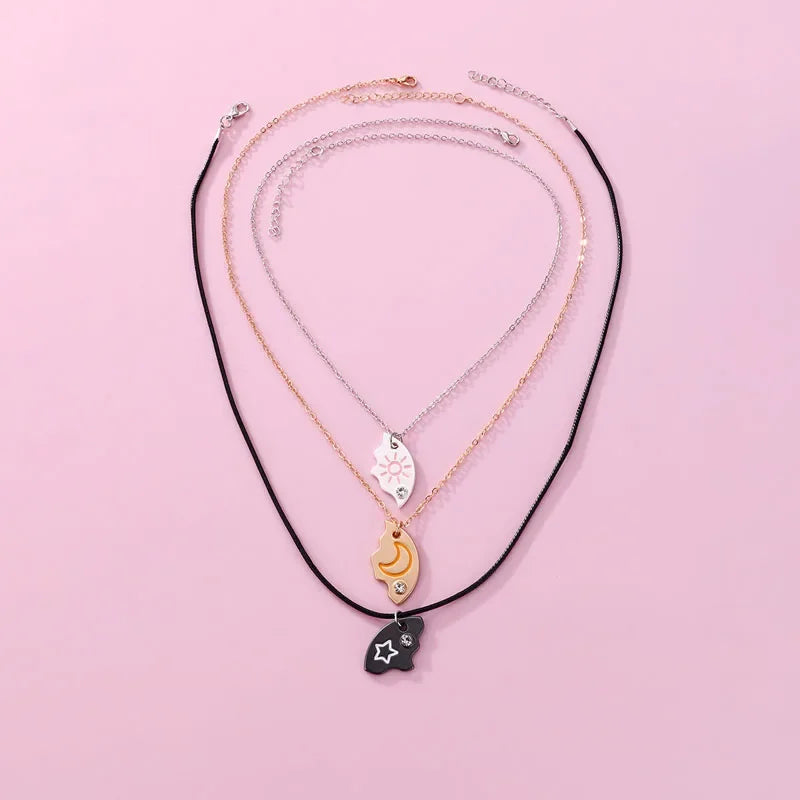 Sun Moon Star Necklace (3Pcs Set)