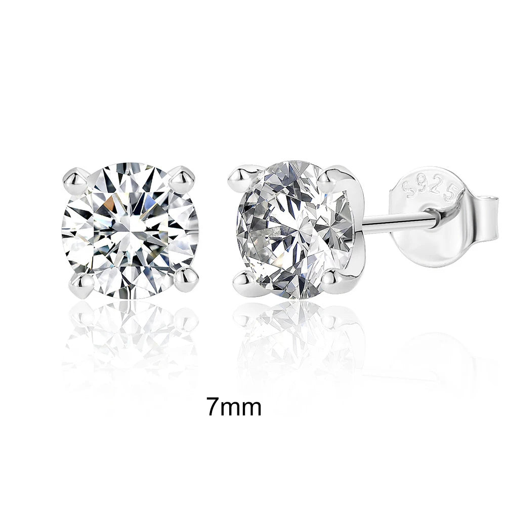 925 Silver Moissanite Stud Earrings