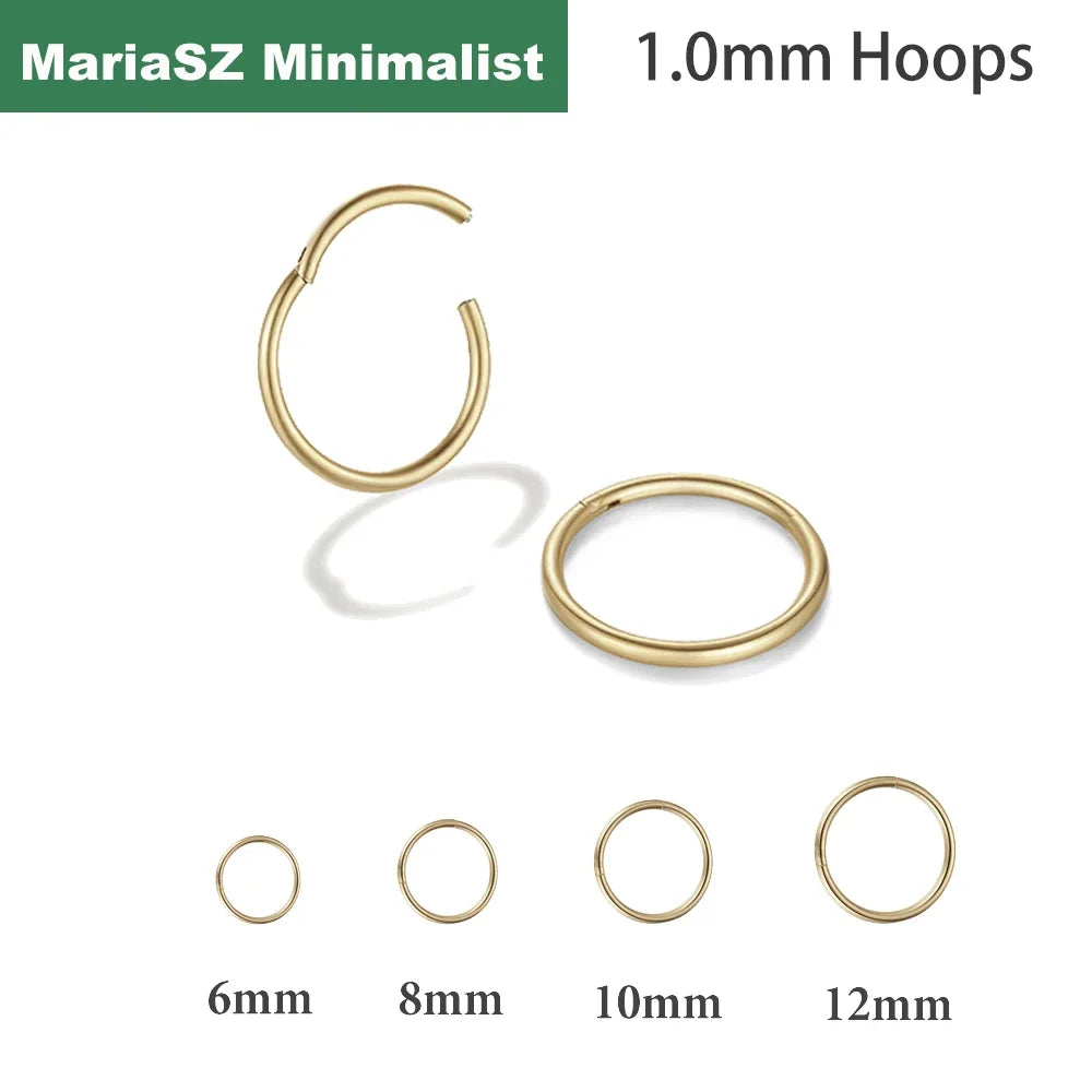 1/4Pairs 6/8/10/12mm 316L Stainless Steel Nose Ring for Men Gold Color Hoop Earrings for Women Septum Tragus Piercing Jewelry