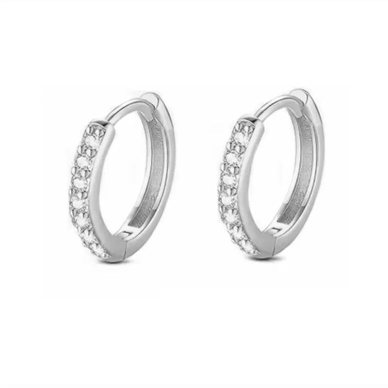 2PC Stainless Steel Little Huggies Hoop Earrings For Women Tiny Crystal Zirconia Pendant Cartilage Earrings Piercing Jewelry