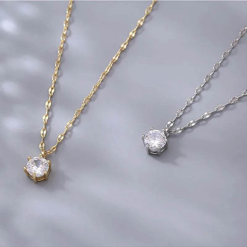 925 Silver Zircon Clavicle Necklace