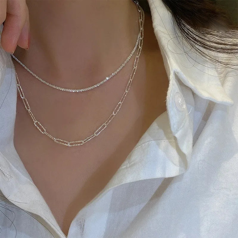 Silver Sparkle Clavicle Necklace