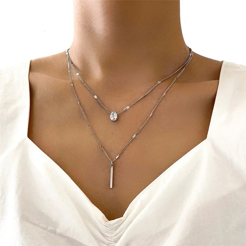 Minimalist Pearl & Stick Pendant Necklace