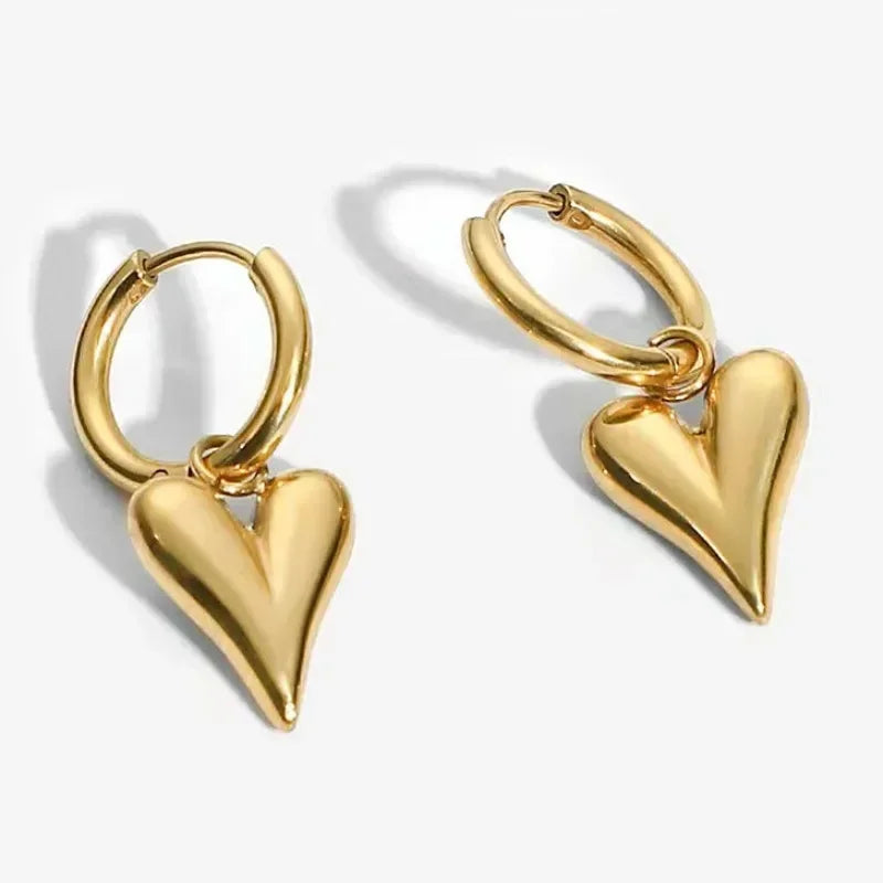 Gold Heart Huggie Earrings