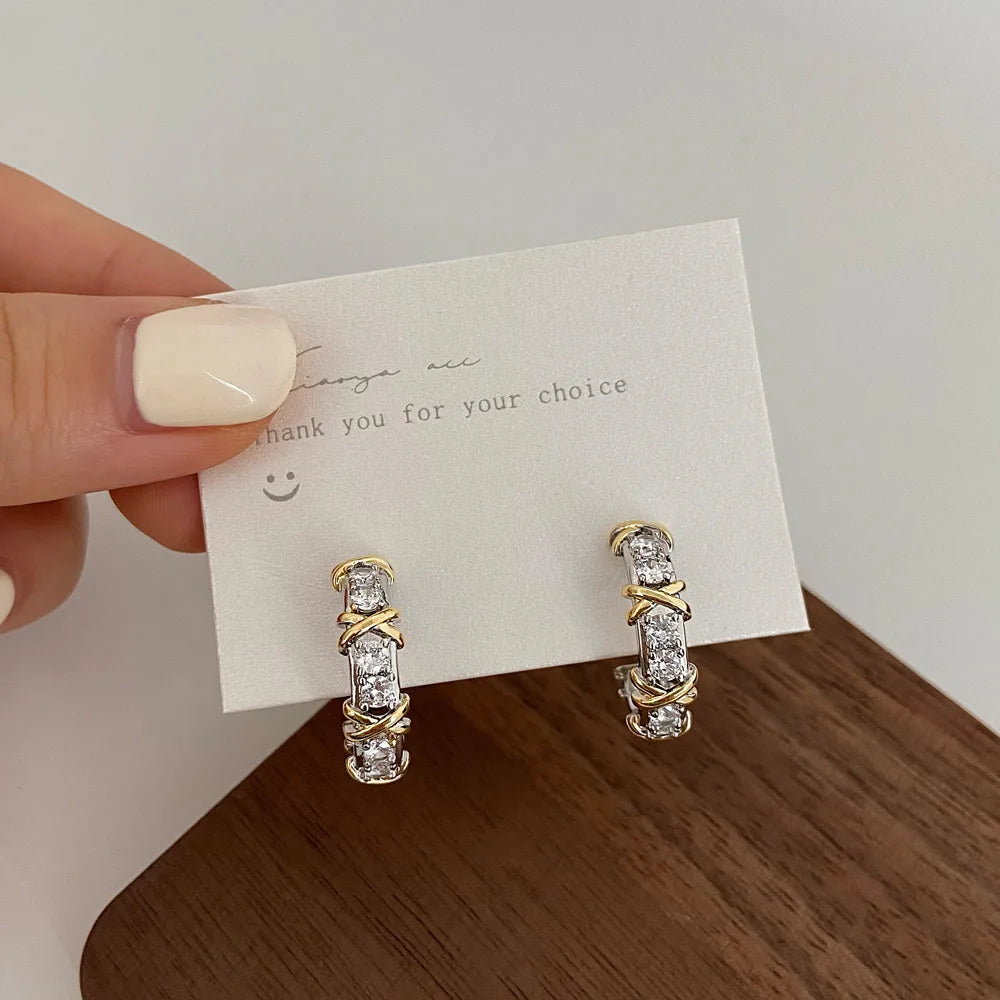 Cross Zircon Stud Earrings