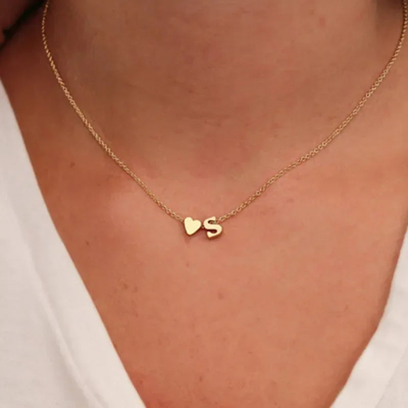 Tiny Heart Initial Choker Necklace