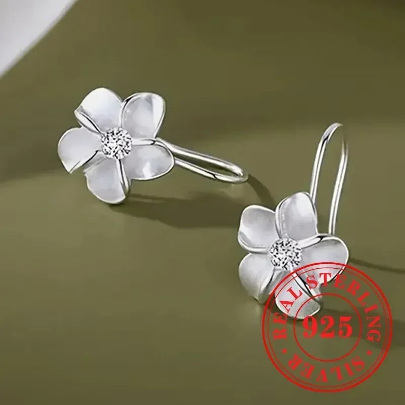 925 Sterling Silver Hoop Earrings for Women Hollow Flower Designed Novel Ear Accessories Stylish Party Hot Jewelry