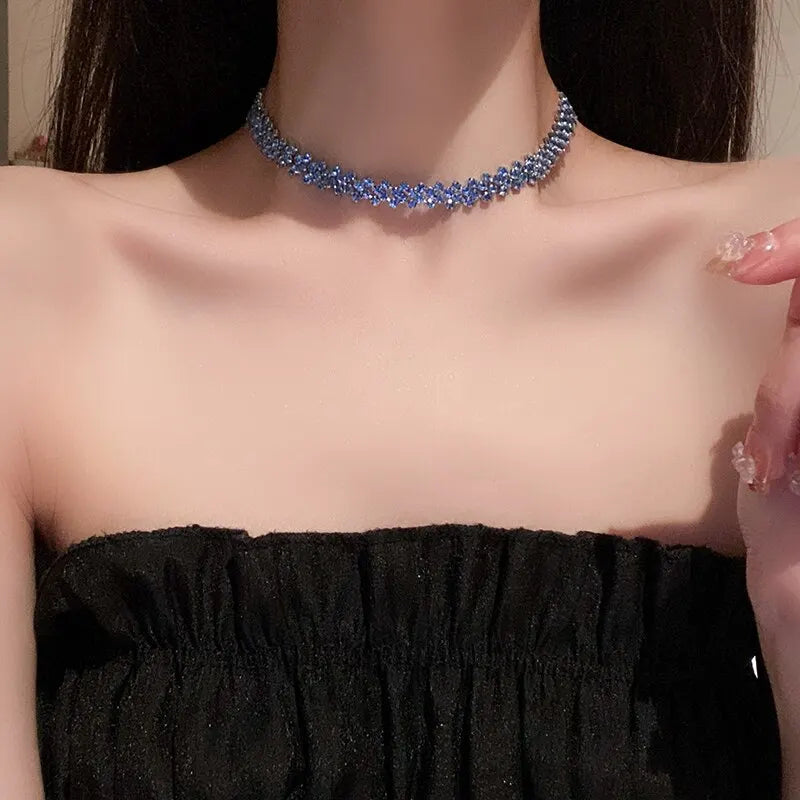 Rhinestone Geometric Choker Necklace