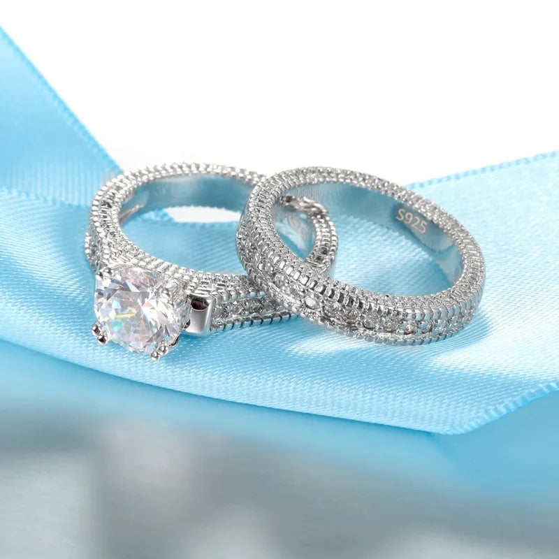 925 Silver Zircon Couple Rings