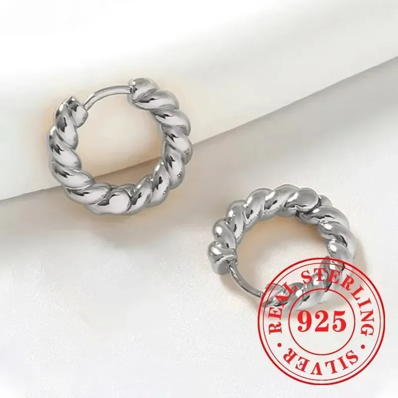 925 Sterling Silver Hoop Earrings for Women Hollow Flower Designed Novel Ear Accessories Stylish Party Hot Jewelry