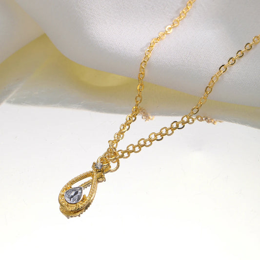 French Micro-inlaid Zircon Water Drop Temperament Super Immortal Necklace Girl Student Clavicle Chain Girl Ins Cold Breeze