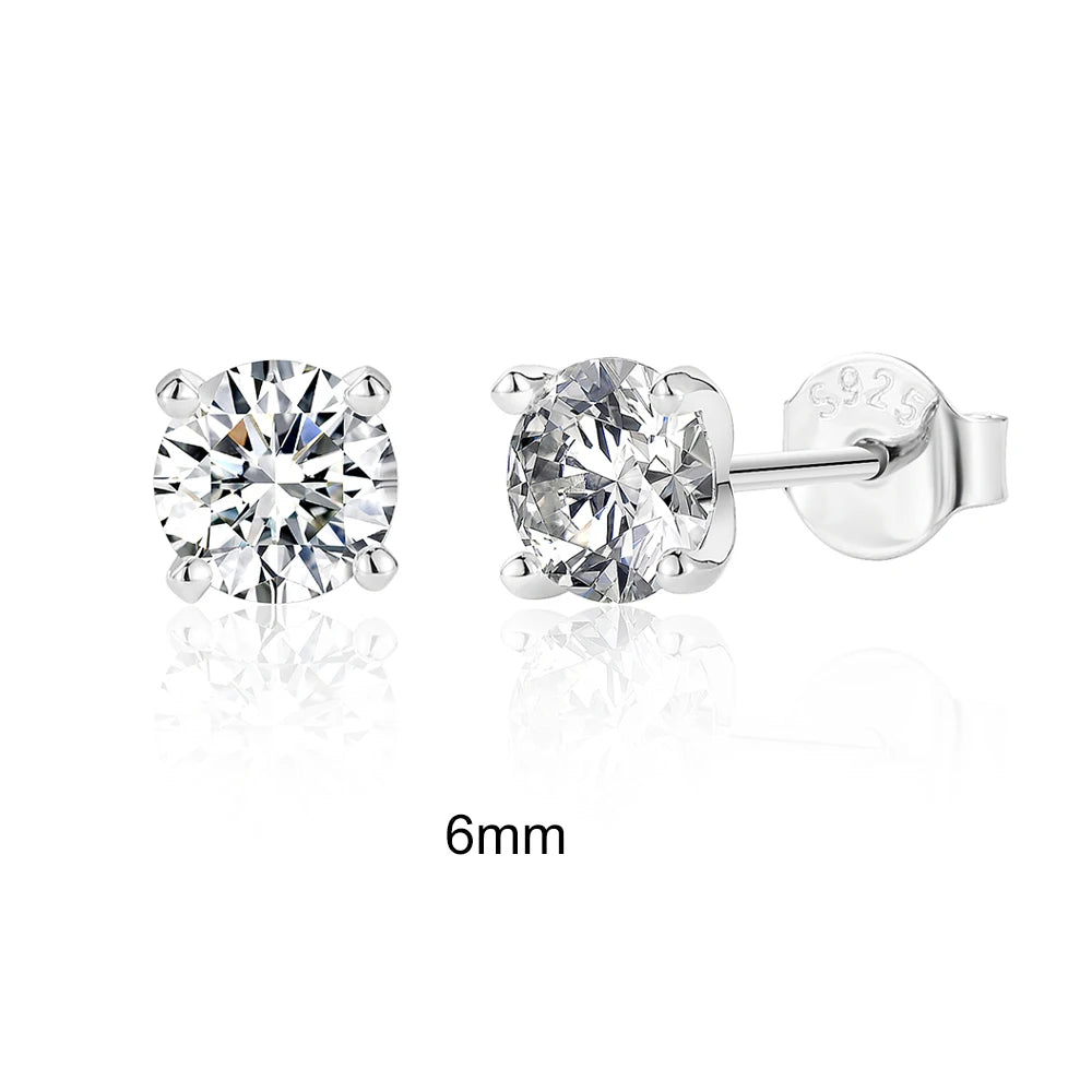 925 Silver Moissanite Stud Earrings