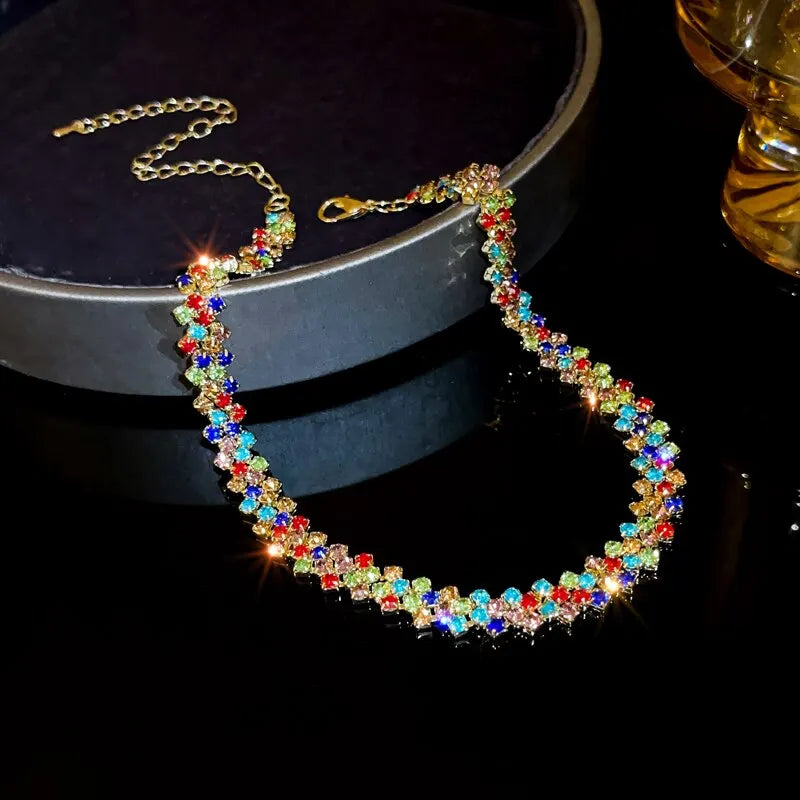 Rhinestone Geometric Choker Necklace