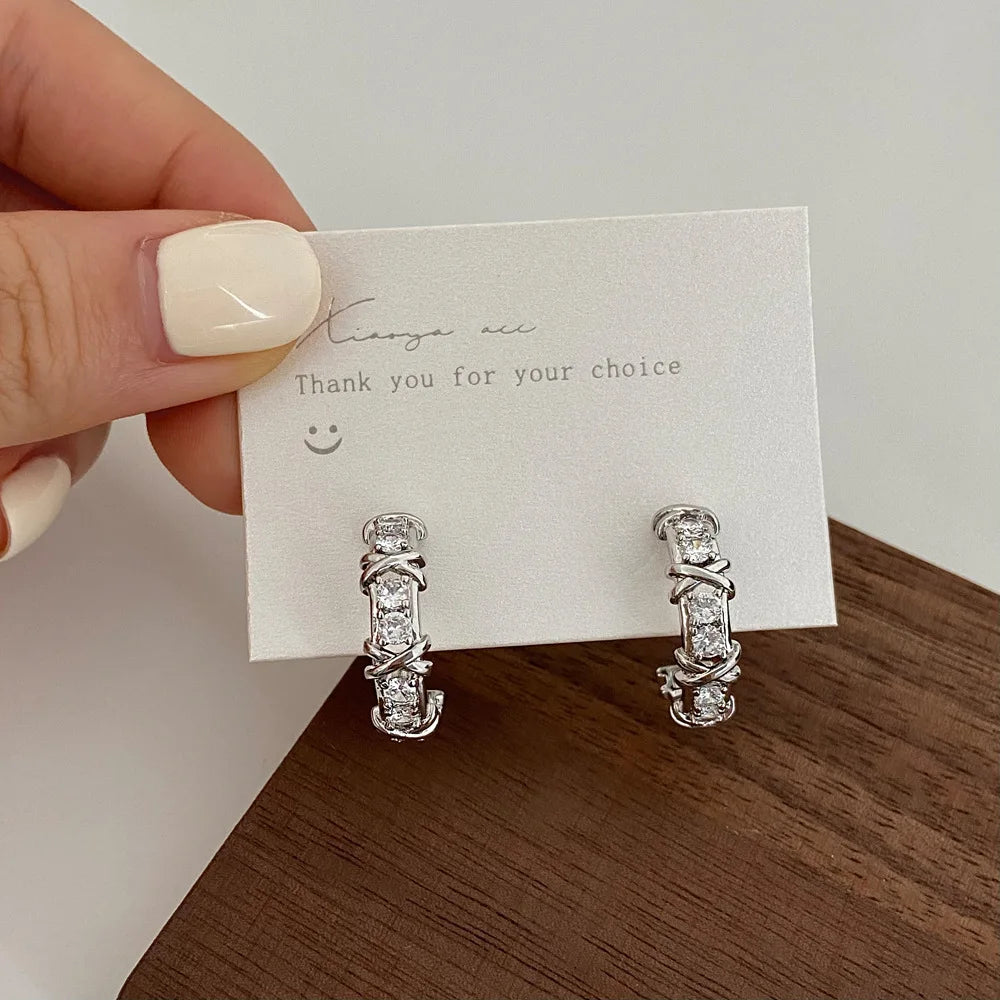 Cross Zircon Stud Earrings