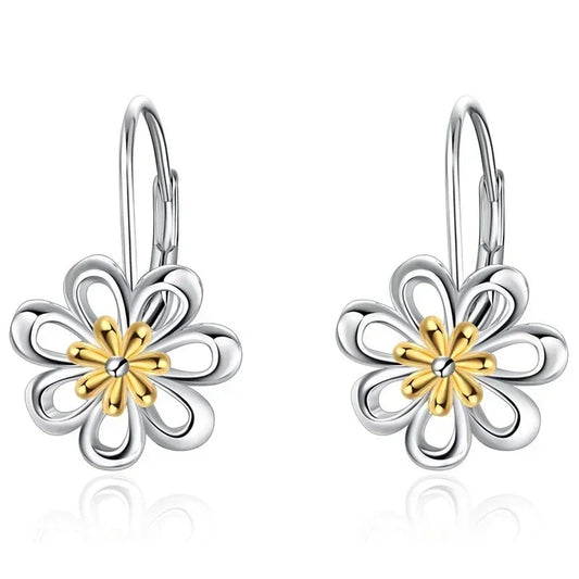 925 Silver Flower Hoop Earrings