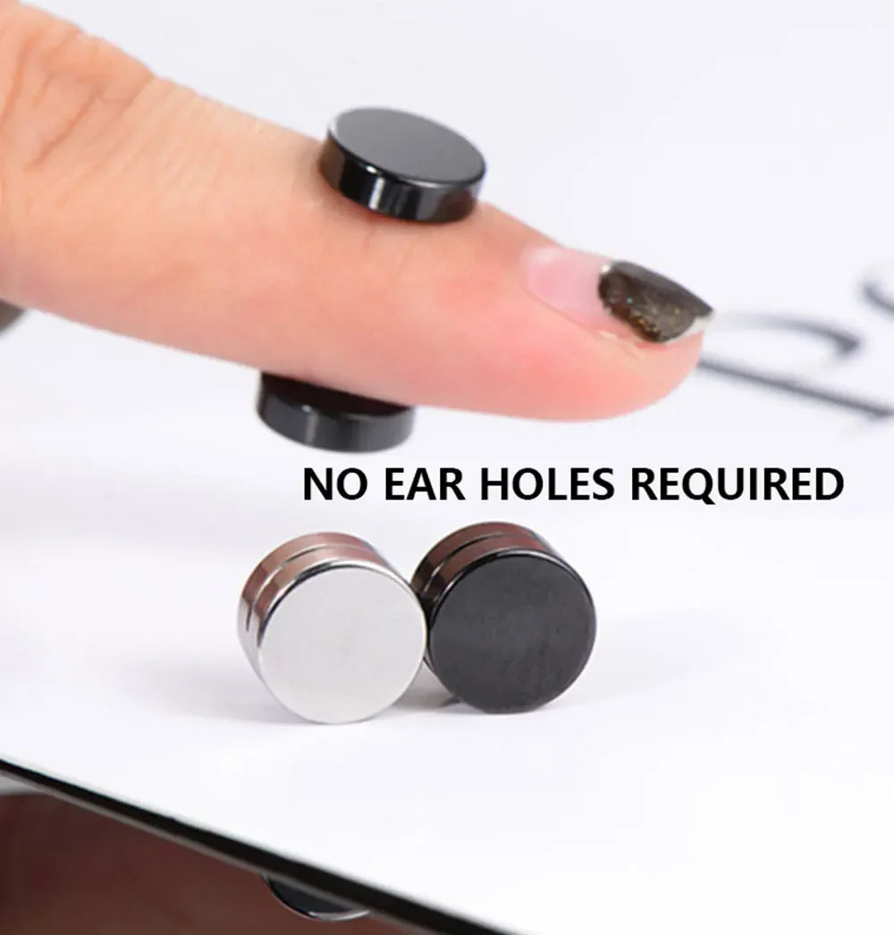 3 Pairs Crystal Strong Magnetic Ear Stud Clip Earrings for Men and Women Punk Round Zircon Magnet Earrings Non Piercing Jewelry