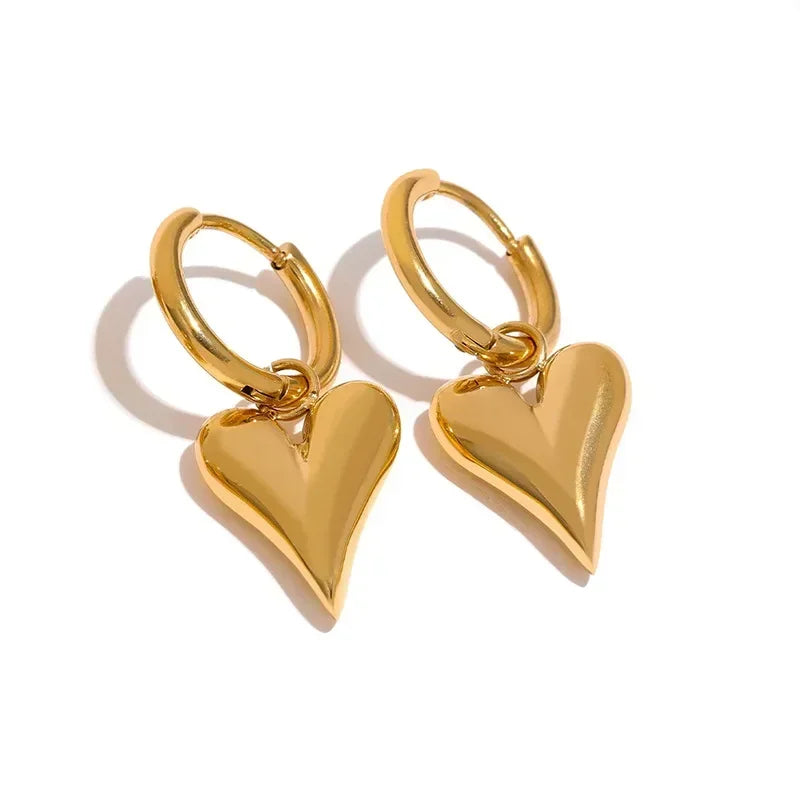 Gold Heart Huggie Earrings