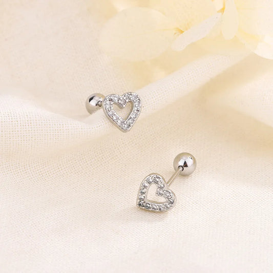 New Fashion Heart Stud Earrings for Women Hypoallergenic Screw Cartilage Helix Earring Girls Piercing Accessories Jewelry Gifts